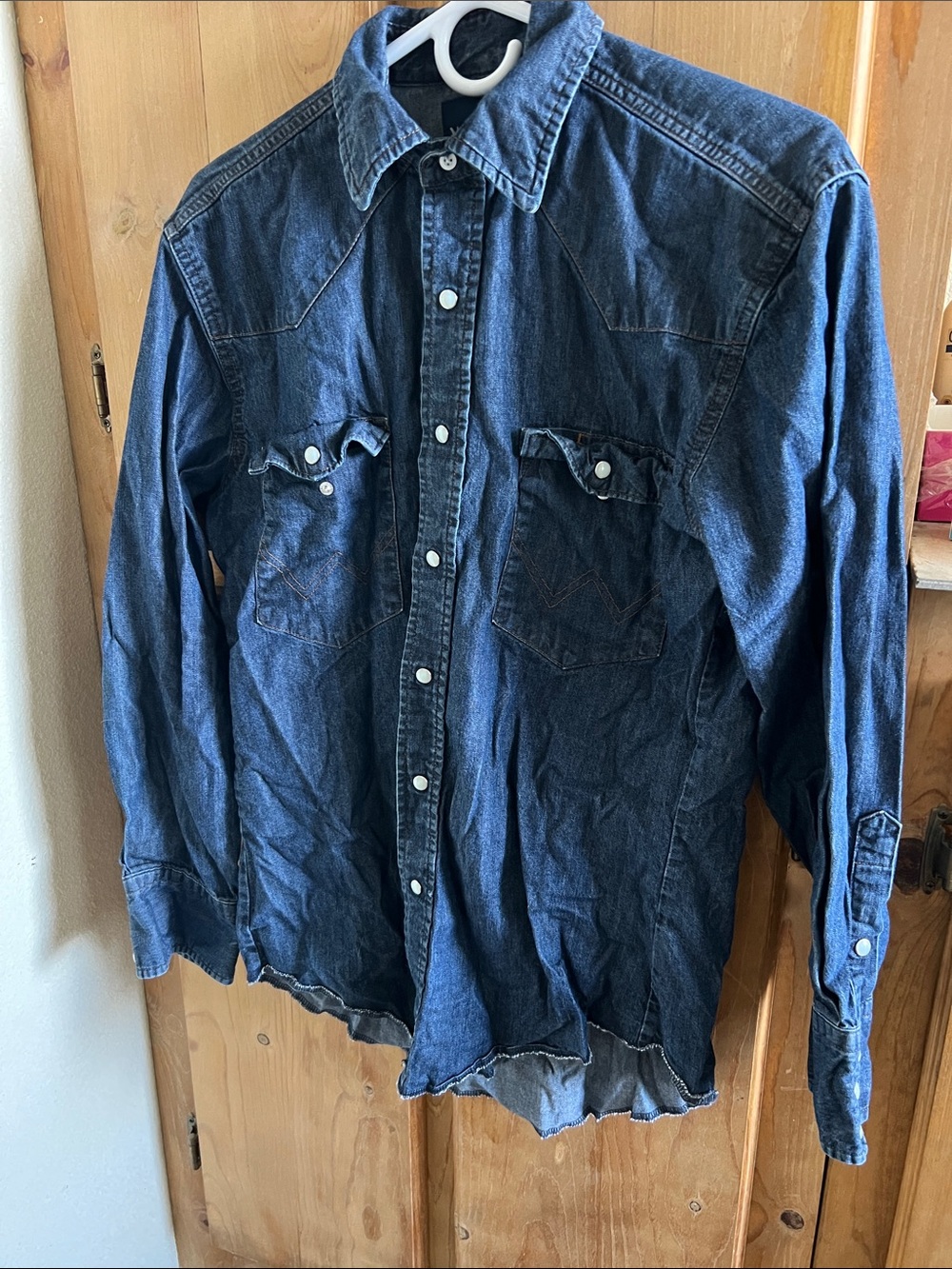 Wrangler Dark Blue Denim Western Button-Down Shirt